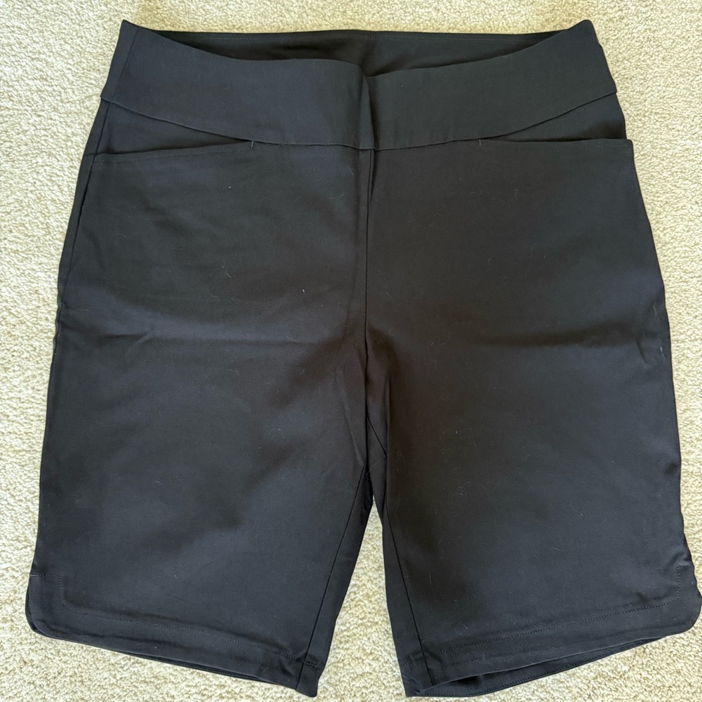 Belle by Kim Gravel Black City Twill Curved Hem Bermuda Short